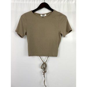4TH & RECKLESS Women's Beige Claudia Open Back T-Shirt LARGE